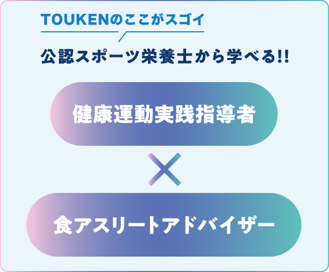TOUKENのここがスゴイ！公認スポーツ栄養士から学べる！！健康運動実践指導者&食アスリートアドバイザー