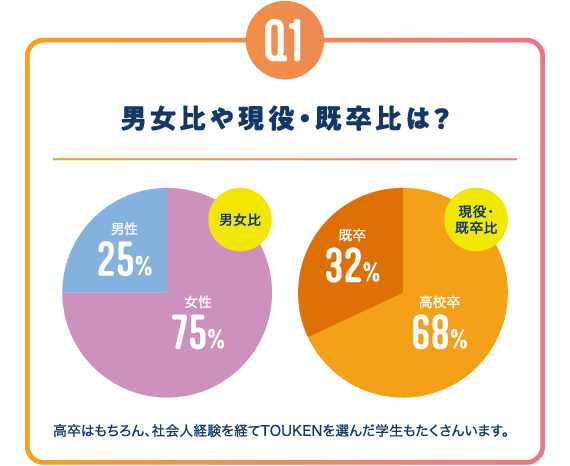 男女比や現役・既卒比は?