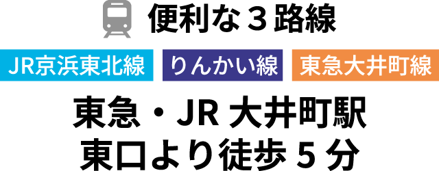 便利な3路線、東急・JR大井町駅 東口より徒歩5分
